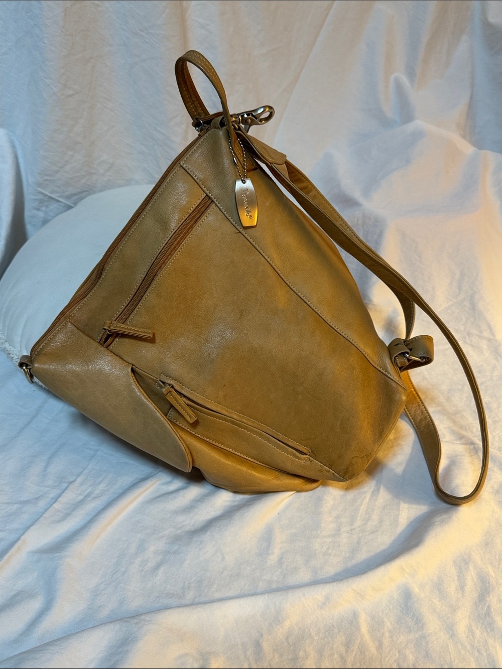Tignanello Tan Leather Backpack Purse